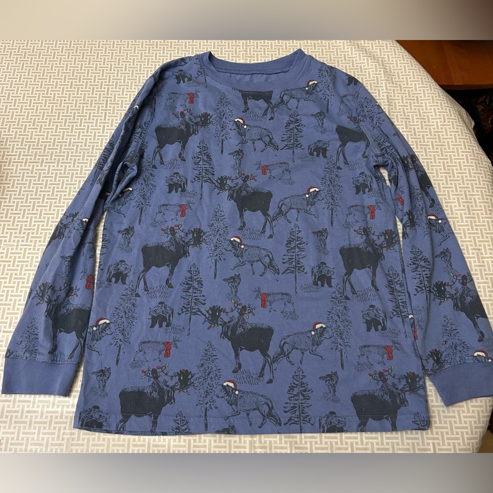 Boy’s Carter’s Reindeer Christmas Theme Blue Long Sleeve T-Shirt - Size XL